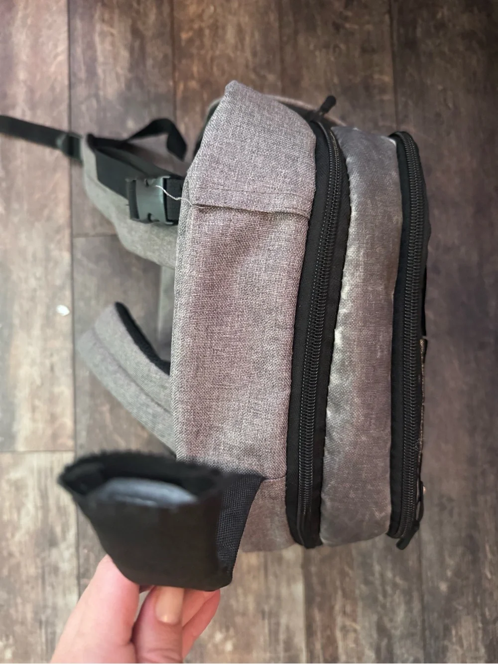 Eddie Bauer Gray and Black Backpack with Multiple Zip Pockets